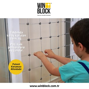 ORTA BOY - WINBLOCK Çocuklar için Pencere Çelik Güvenlik Ağı – Yeni Nesil Pencere Korkuluk Sistemi